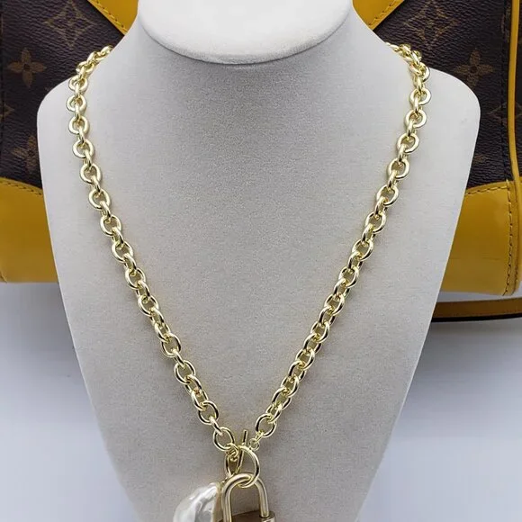 Authentic Louis Vuitton Gold Padlock w/unbranded 16k Gold Plated Stainless Steel - Picture 9 of 16